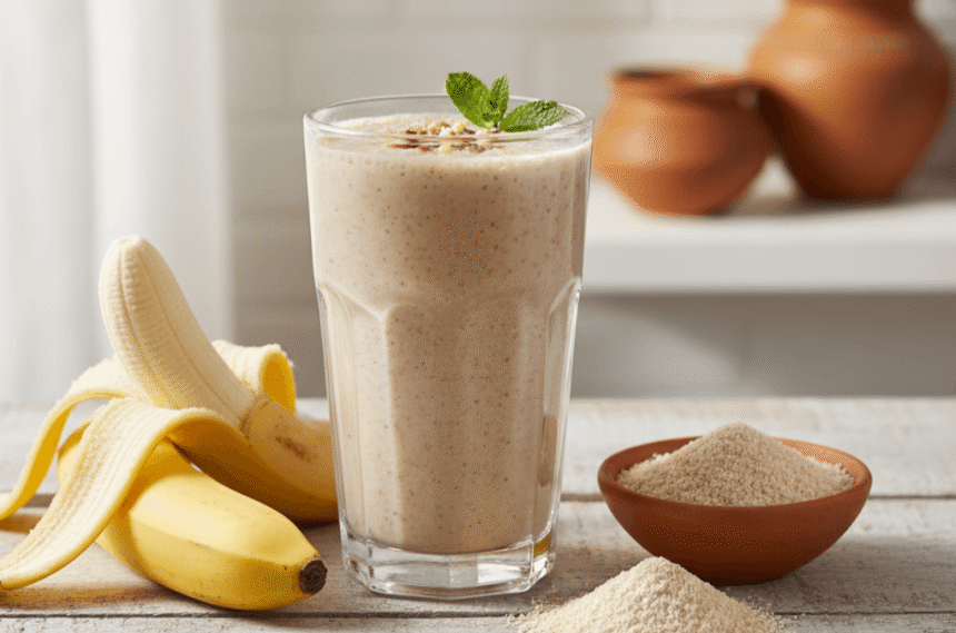 Healthy Ragi and Banana Smoothie Recipe – A Powerful Breakfast for Energy & Strength Ragi and Banana Smoothie